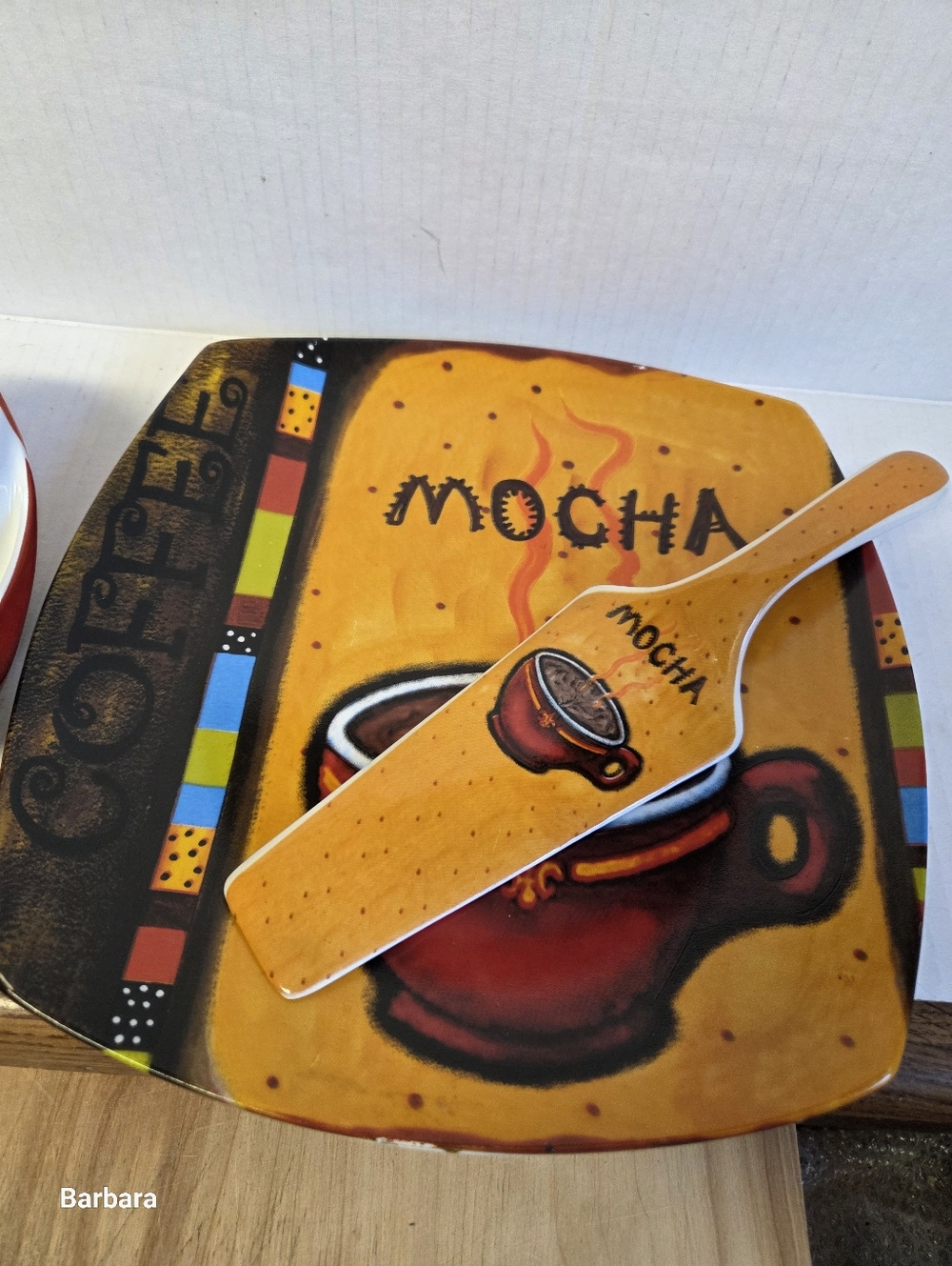 Infinity Hand-painted Ceramic Cake Platter with Serving Spatula